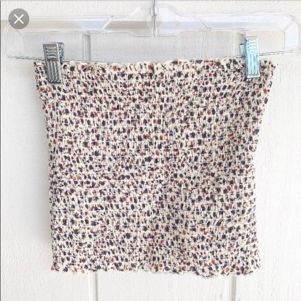 brandy melville patterned floral smocked tube top